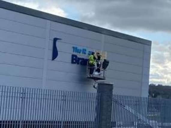 The new Ryan McBride signage being erected this week.