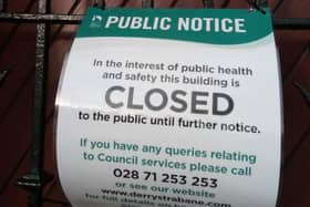 A closed notice at the Guildhall in Derry.