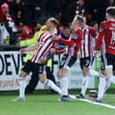 Adam Liddle celebrates his late equaliser against Finn Harps in the recent North West derby at Brandywell.