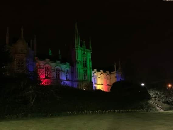 Magee College to be lit in the colours of the rainbow.