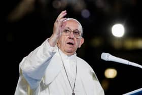 Pope Francis speaking at Croke Park in Dublin, during the Festival of Families event, as part of his visit to Ireland. PRESS ASSOCIATION Photo. Picture date: Saturday August 25, 2018. See PA story IRISH Pope. Photo credit should read: WMOF18/Maxwell Photography/PA Wire