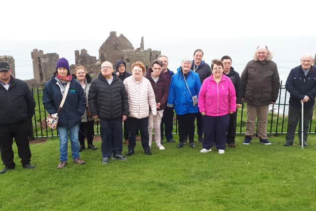 Destined's older members group pictured in April 2019 on a visit to the North Coast and Dunluce castle. Members of Destined have been self isolating since the COVID-19 outbreak.