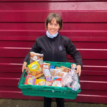 Emily McCorkell with some of the donationa received by the NHS Pantry