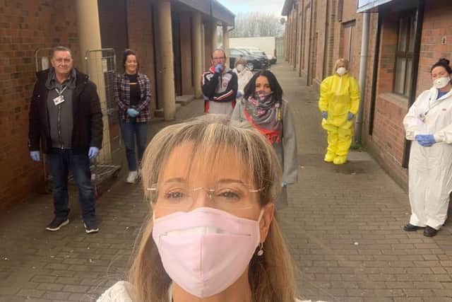 Sinn Féin Foyle MLA Martina Anderson and Councillor Aileen Mellon visiting the Galliagh Area Partnership where the Community Response Team for the  Ballyarnett area are based and helping in the community.