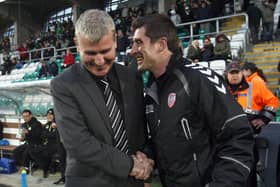 Derry City manager, Declan Devine and Ireland senior boss, Stephen Kenny.