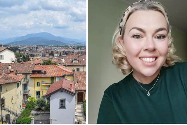 Fionnuala Ní Chraiftigh pictured during lockdown in Bergamo at the weekend.