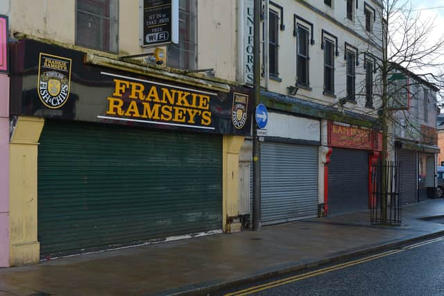 Shuttered shops in William Street several weeks ago. DER1220GS - 013