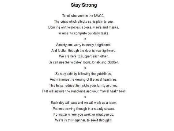 COVID-19 poem penned by Derry health service worker.
