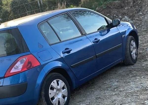 The car which was found abandoned on Sunday.