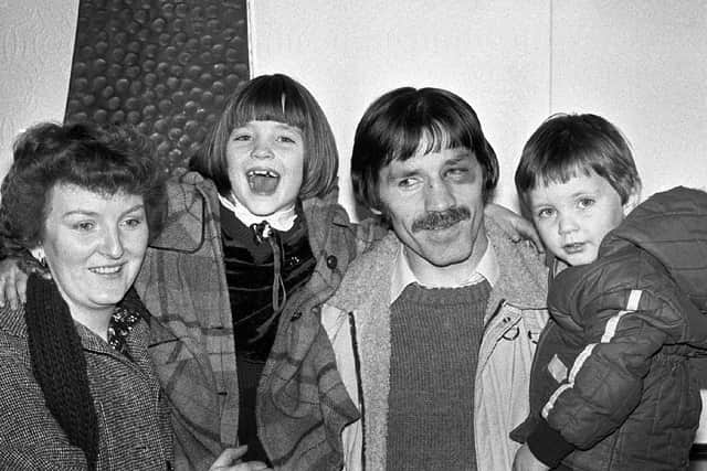 Charlie Nash returns to Derry after winning back his European title against Francisco Leon at the Burlington Hotel, Dublin.Also pictured are his wife Betty and two children, Julie (6) and Charles (2.5).