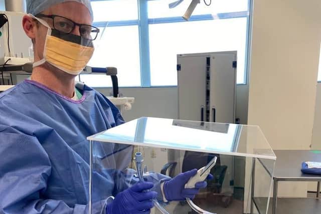 The aerosol box which can be used by doctors when venitalting patients