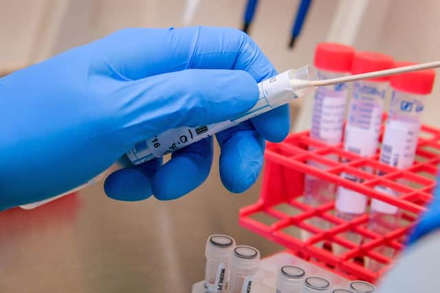File pic - Lab technicians carry out a diagnostic test for coronavirus at a Specialist Virology Centre.