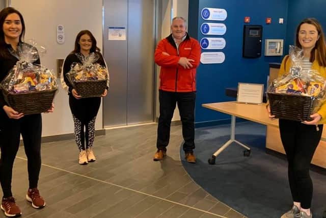 Adrian Kelly from Kellys EUROSPAR Rathmor and Hatfield is pictured delivering Easter hampers to some of the 83 nurses who were self-isolating from their families at Easter.