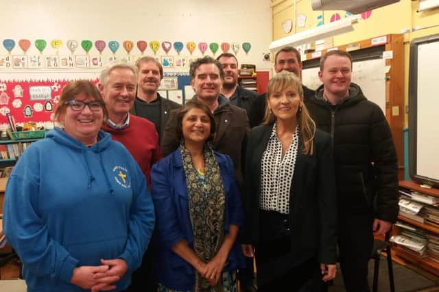 CCP Board members meeting with Martina Anderson, MLA. In photo are (left to right), Linda Hughes, Neil Doherty, Criostair MacConaillóg, Viji Doherty, Dermot McErlane, Philip McAvoy and Aodhan McLaughlin.