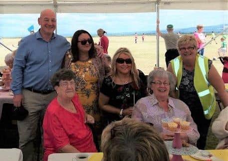 Local representatives (from left to right) Councillor Terry Crossan, Mayor Boyle, Mayor, Councillor Sandra Duffy and Councillor Angela Dobbins chat with guests at the 2020 Culmore Festival.