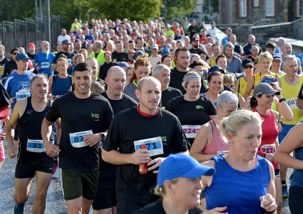 2019: Some of the large turnout of runners for the Waterside Half Marathon last year. DER3619GS – 015