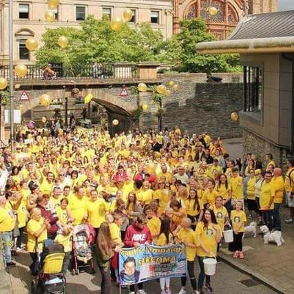 A previous walk around the walls organised by Paul's Campaign to raise awareness of sarcoma cancer