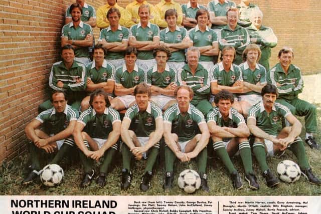 Felix, bottom right, pictured with the Northern Ireland 1982 World Cup Finals team.