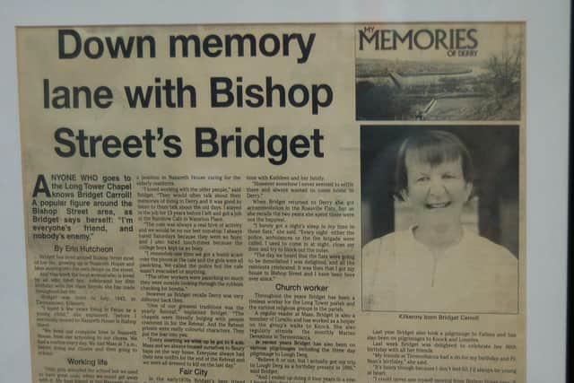 Bridget Carroll was featured in the Derry Journal's Memories of Derry series in 2003.
