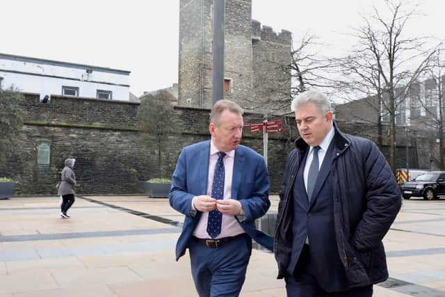 Secretary of State Brandon Lewis discussed issues impacting local people, and development work to regenerate the city and region  meeting with Jim Roddy Chair of the Unity of Purpose Group back in February. (PressEye)