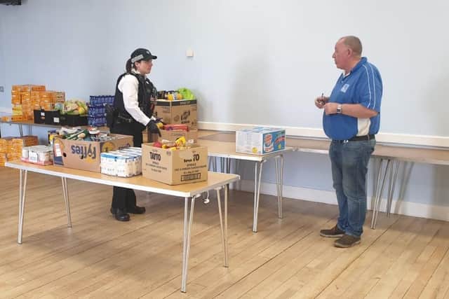 Waterside Neighbourhood Police Team officers and Spar, Church Meadow have made donations to the Waterside co-ordination hub to Irish Street Community Centre.