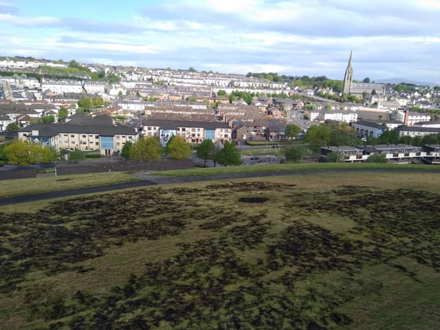 The scorched green at Fahan Street as pictured on Thursday morning.