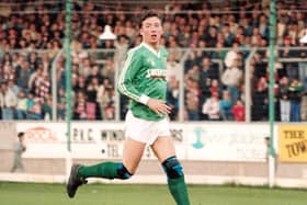Two times League of Ireland championship winner, Liam Coyle pictured in action during his testimonial on May 8th 1990.