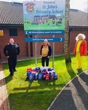 Geraldine o Connor in the middle Anne Canning, special educational needs teacher to the right and Dee Mc Laughlin our school donated eggs for those in need