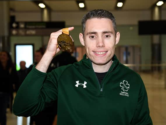 T13 100m gold medalist Jason Smyth pictured at Dublin Airport on Team Ireland's return from the World Para Athletics Championships 2019, held in Dubai
