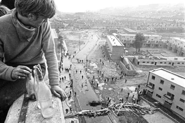 August 1969... One of Clive Limpkin's iconic photographs of the Battle of the Bogside.