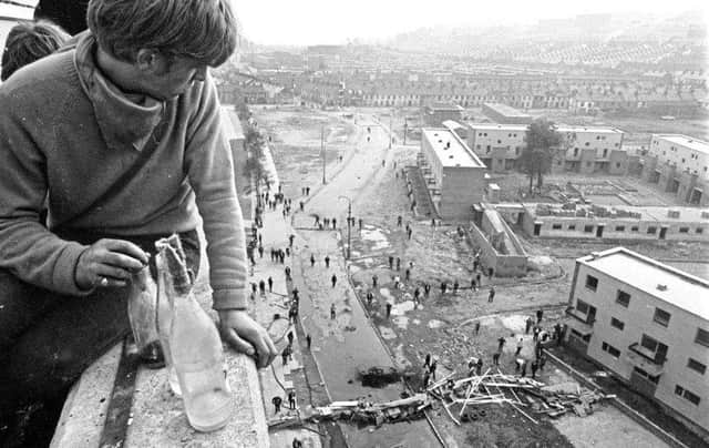 August 1969... One of Clive Limpkin's iconic photographs of the Battle of the Bogside.