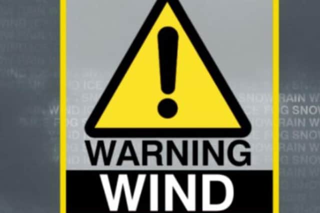 The wind warning was issued on Thursday.