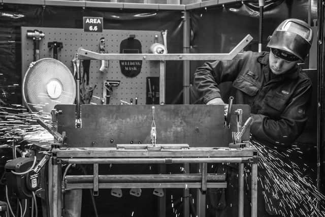 A Seating Matters employee producing medical equipment at the companys workshop outside Ballykelly.