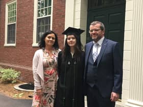 Declan Mulholland, with wife Siobhan and daughter Niamh on her graduation from Harvard.