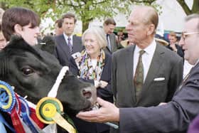 The Duke of Edinburgh inspects a Champion Bull at the 1996 Balmoral Show. Picture: News Letter archives