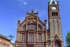 The rally took place in Guildhall Square.