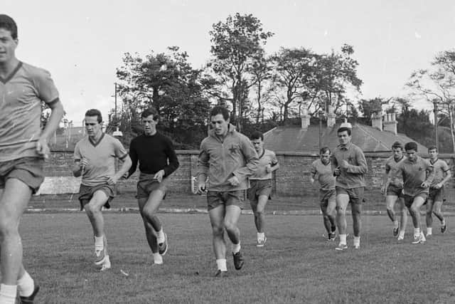 The Steaua Bucharest players train at Brandywell before the second leg.