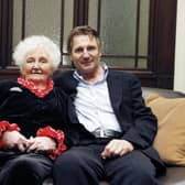 Press Eye - Belfast - Northern Ireland - 7th June 2020 - 

File photo taken in 2013 of Liam Neeson with his mother Kitty Neeson in the mayors parlour at the Braid Arts Centre & Town Hall, Ballymena after the globally acclaimed movie star was awarded the Honorary Freedom of the Borough