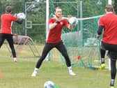Derry City goalkeepers, Peter Cherrie and Nathan Gartside get back in the swing of things during a training session at Aileach FC in Burnfoot, Donegal.