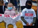 Children pictured at the Justice for George Floyd rally held in Guildhall Square on Saturday afternoon last. DER2320GS – 024