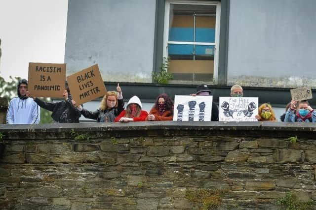 Participants in the Black Lives Matter protest in Derry on Saturday.