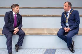 Health Minister Robin Swann with the Mayor Brian Tierney.