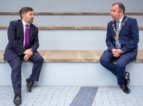 Health Minister Robin Swann with the Mayor Brian Tierney.