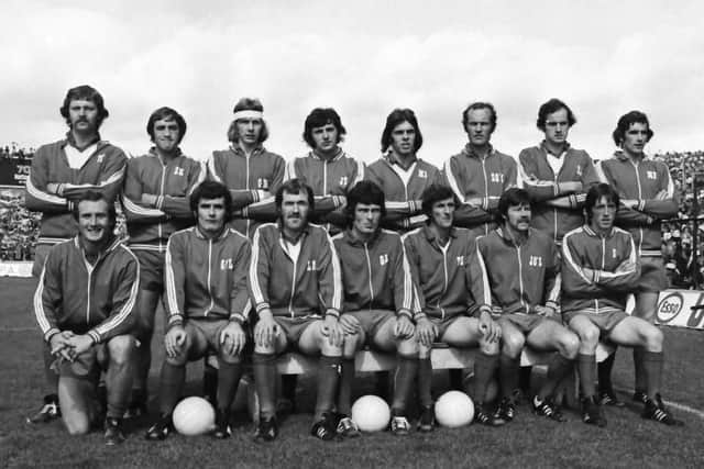 Derry line out in Croke Park before the 1975 All Ireland semi-final against Dublin.