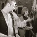 Protesters with organisers of the 1995 gay pride festival in Derry.