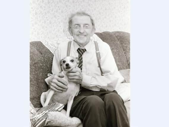 Simpson Galbraith with his beloved Jack Russell, Judy, aged 20, in June 1995.