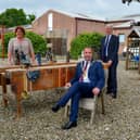 The Mayor of Derry and Strabane Colr. Brian Tierney pictured with Pauline Flangan, Service Manager Action Mental Health New Horizons and David Babington, CEO, during a visit to the charity’s facility in Springtown Industrial Estate. DER2025GS - 053