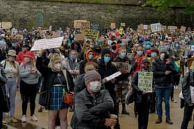 Participants at a Black Lives Matter rally in Derry on June 6.