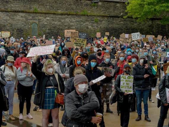 Participants at a Black Lives Matter rally in Derry on June 6.
