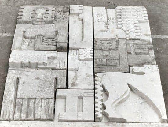Some of the concrete moulds which comprised the sculpture.
